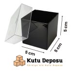 5x5x5 Siyah Asetat Kapaklı Takı Kutusu