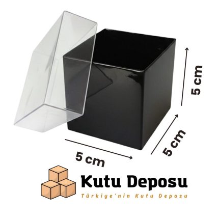 5x5x5 Siyah Asetat Kapaklı Takı Kutusu