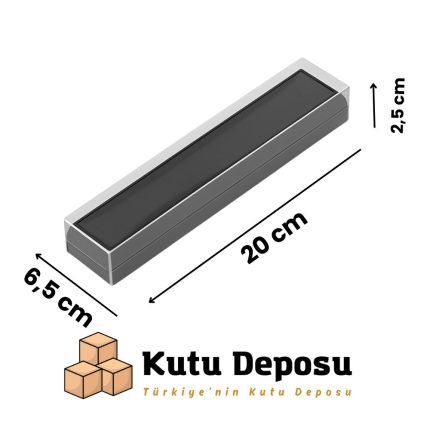 6,5x20x2,5 Siyah Asetat Kapaklı Tesbih Takı Kutusu