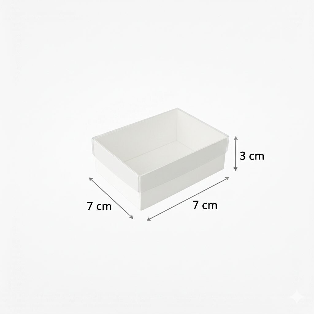 7x7x3-beyaz.jpg 7x7x3 Beyaz Asetat Kapaklı Takı Kutusu - Görsel 1