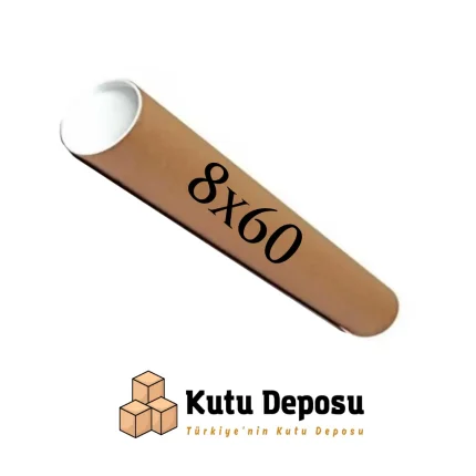 8x60 cm Kapaklı Silindir Postüp Rulo Gönderi Kutusu