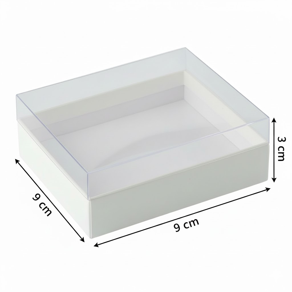 9x9x3-beyaz.jpg 9x9x3 Beyaz Asetat Kapaklı Takı Kutusu - Görsel 1