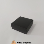6x8x3 cm Tam Kapaklı Selefonlu Süngerli Takı Kutusu - Siyah