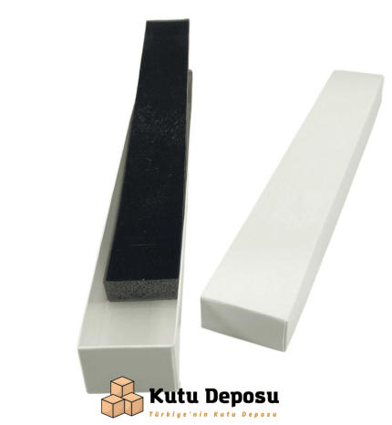 6x16x2,5 cm Tam Kapaklı Kolye Tesbih Kutusu - Beyaz