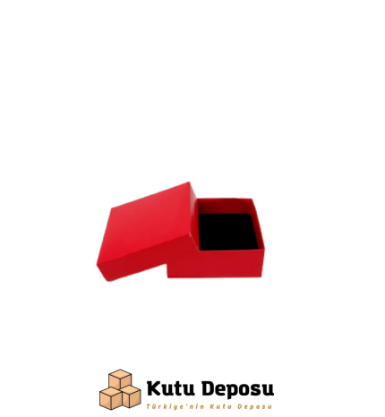 5x8x2 cm Tam Kapaklı Selefonlu ve Süngerli Takı Kutusu - Kırmızı