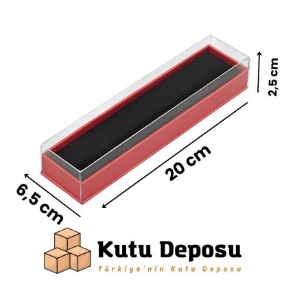 6,5x20x2,5 Kırmızı Asetat Kapaklı Tesbih Takı Kutusu