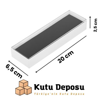 6,5x20x2,5 Beyaz Asetat Kapaklı Tesbih Takı Kutusu