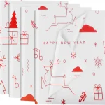 50x70 Beyaz Happy New Year Desenli Pelur Kağıt