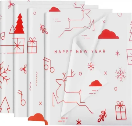 50x70 Beyaz Happy New Year Desenli Pelur Kağıt