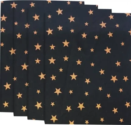 50x70 Siyah Küçük Yıldız Desenli Pelur Kağıt